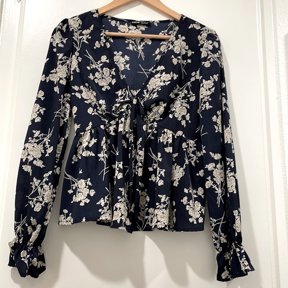 SHEIN Women Blouse/ Long Sleeve/ Size - S/ Color - Dark Navy Blue